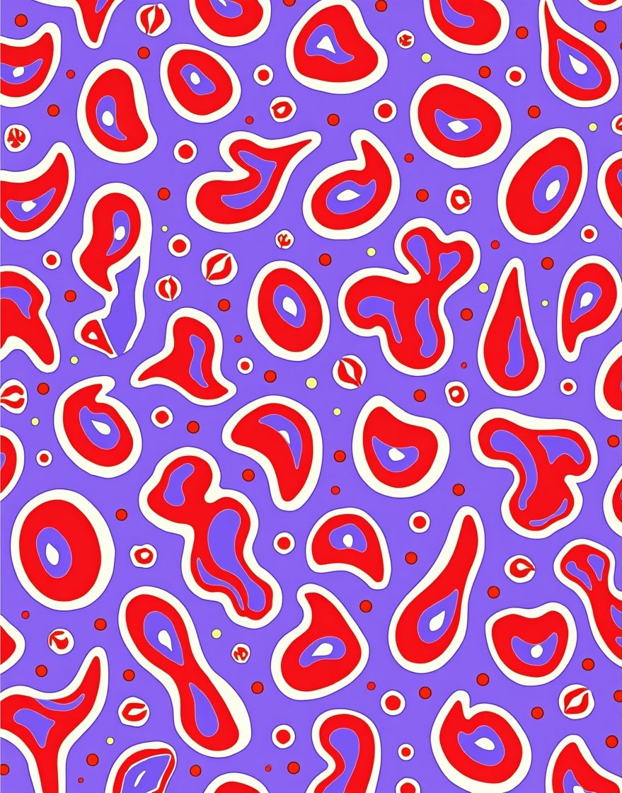 Abstract Red Amorphous Shapes Rug