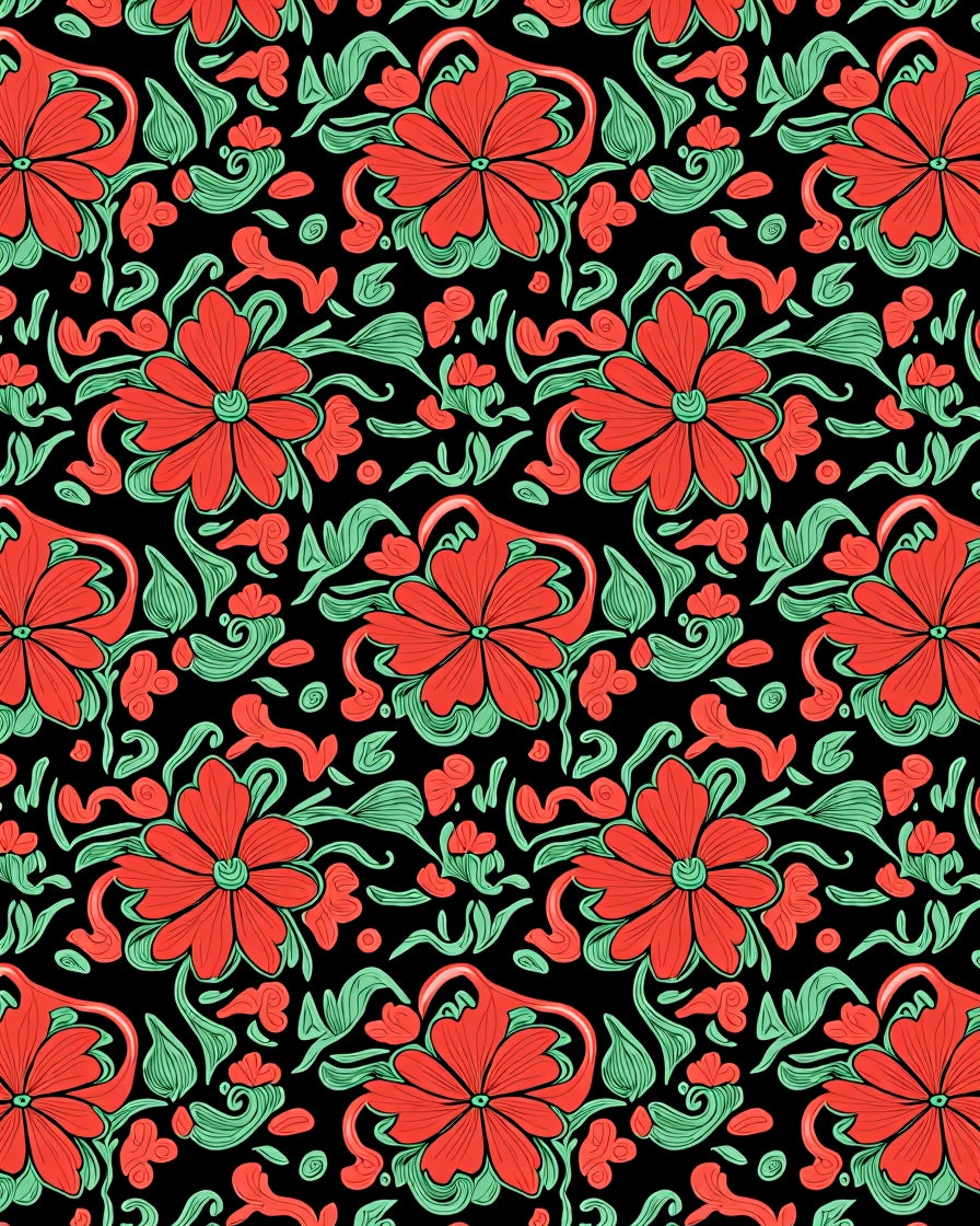 Bold Floral Swirl Detailed Design Rug