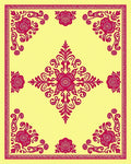 Fuchsia Rose And Scroll Pattern Design Rug