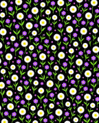 Whimsical Daisy Purple Flower Pattern Rug
