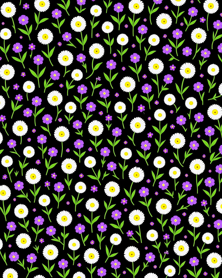 Whimsical Daisy Purple Flower Pattern Rug