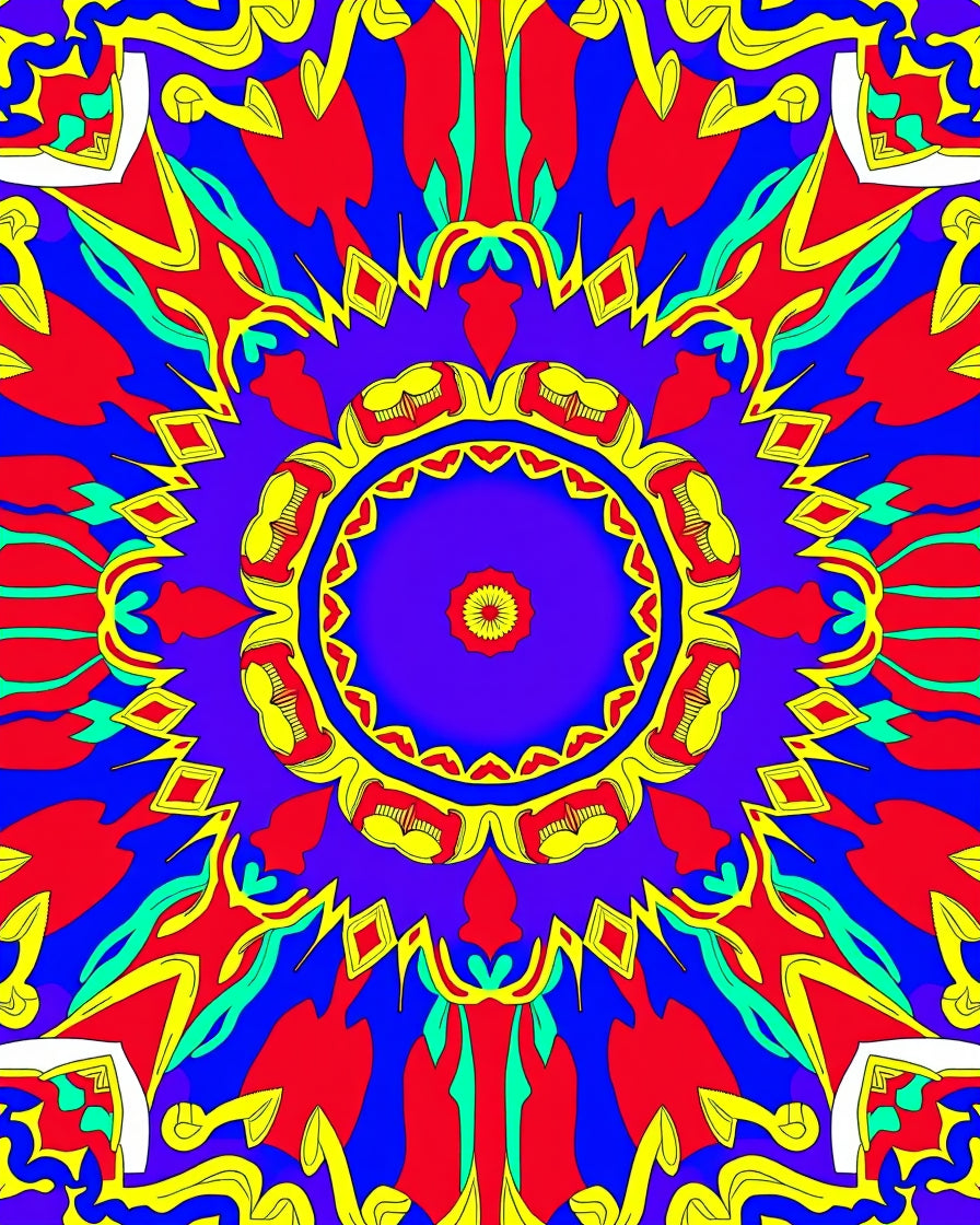 Vibrant Floral Mandala Graphic Design Rug