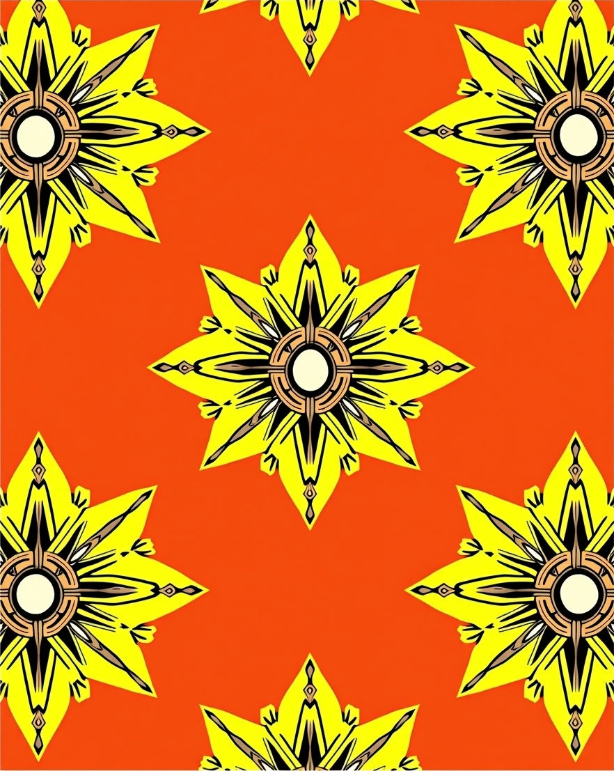 Radiant Yellow Star Art Deco Rug