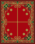 Rich Red Floral Border Pattern Rug
