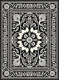 Elegant Black Floral Scrollwork Design Rug