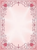 Ornate Pink Rose Floral Frame Rug