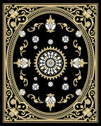 Elaborate Black Yellow Floral Medallion Rug