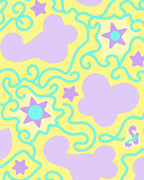 Playful Stars Swirls Abstract Rug