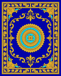 Ornate Royal Blue Gold Floral Medallion Rug