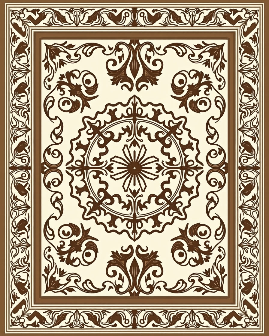 Classic Damask Floral Medallion Rug