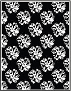 Bold Black White Floral Pattern Rug