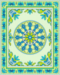 Vibrant Blue Green Floral Mandala Rug