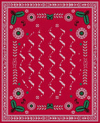Red Festive Bordered Flower Design Rug