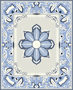 Blue Floral Medallion Border Rug