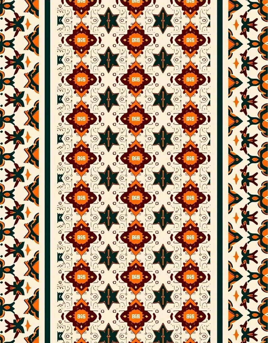 Geometric Star And Diamond Pattern Rug