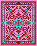Vivid Floral Medallion Scroll Pattern Rug