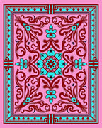 Vivid Floral Medallion Scroll Pattern Rug