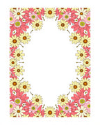 Pink Yellow Daisy Floral Frame Rug