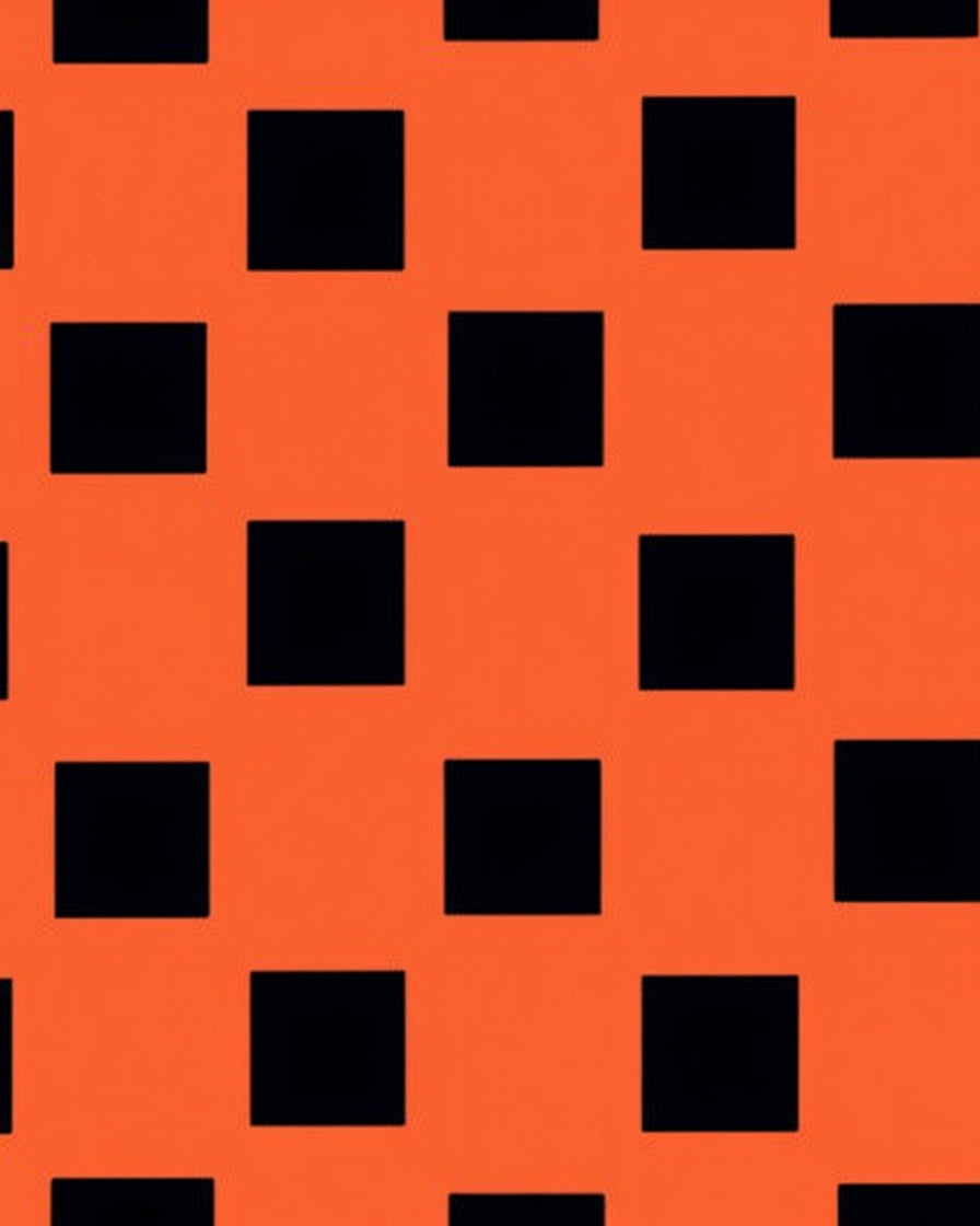 Bold Orange Black Square Pattern Rug