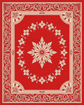 Red Floral Bordered Traditional Design Rug