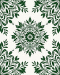 Ornate Green Leaf Mandala Pattern Rug