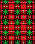 Bold Red Green Plaid Starburst Rug
