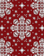 Intricate Folk White Snowflake Pattern Rug