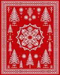 Red Winter Forest Snowflake Trees Rug