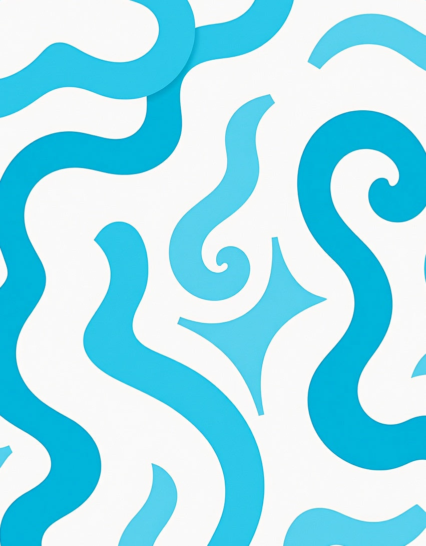Abstract Blue Swirls Waves Pattern Rug