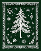 Winter Evergreen Snowy Pine Tree Rug