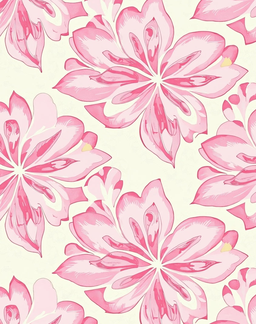 Large Pink Petal Floral Pattern Rug