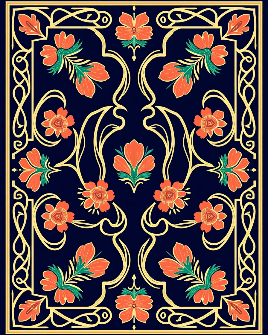 Art Nouveau Floral Swirls Rug