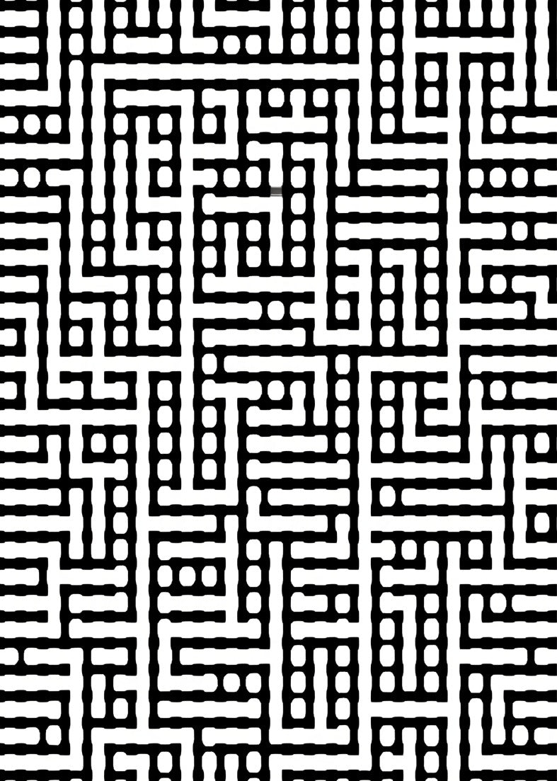 Modern Black White Geometric Maze Pattern Rug