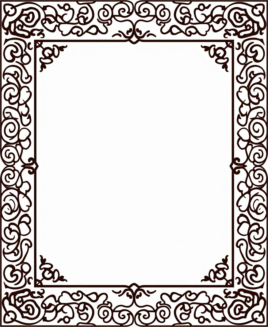 Elegant Scrollwork Floral Border Design Rug