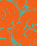 Orange Aqua Swirl Pattern Rug