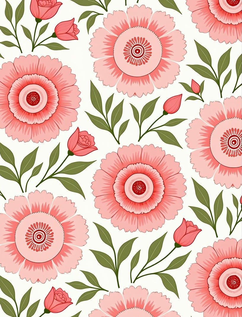 Pink Floral Pattern Wallpaper Design Rug