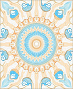 Radial Blue Orange Sunburst Pattern Rug