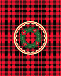 Rustic Red Plaid Wreath Design Rug