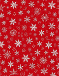 White Snowflake Swirl Red Pattern Rug