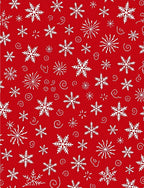 White Snowflake Swirl Red Pattern Rug