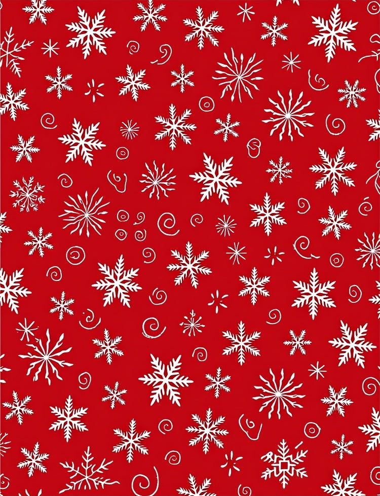 White Snowflake Swirl Red Pattern Rug