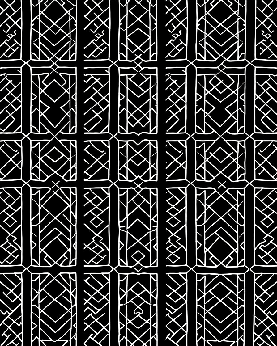 Bold Black White Linear Block Pattern Rug