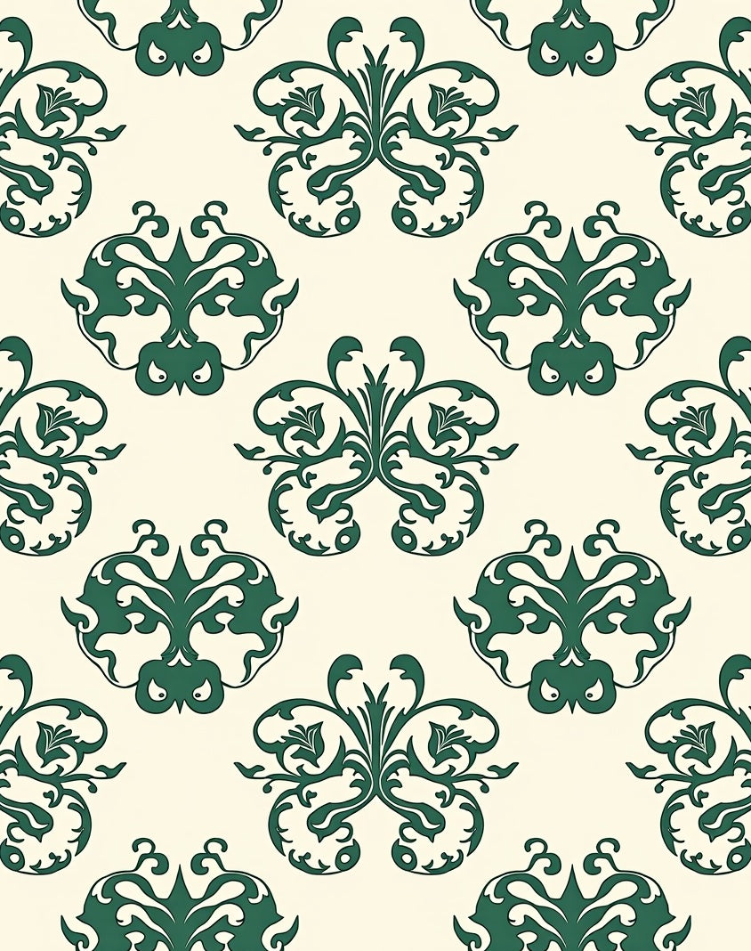 Emerald Flourish Damask Pattern Rug