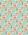 Floral Geometric Pattern with Pink Blossoms Rug
