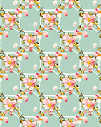 Floral Geometric Pattern with Pink Blossoms Rug