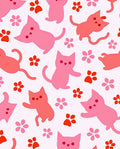 Playful Pink Cat Paw Flower Pattern Rug