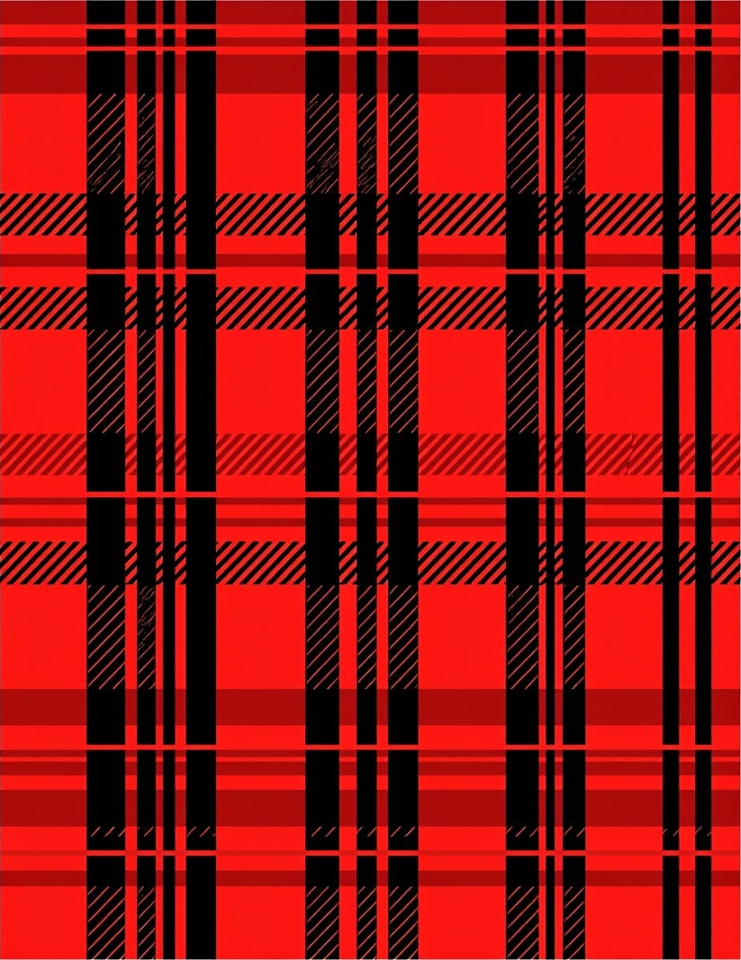Bold Red Black Plaid Pattern Rug