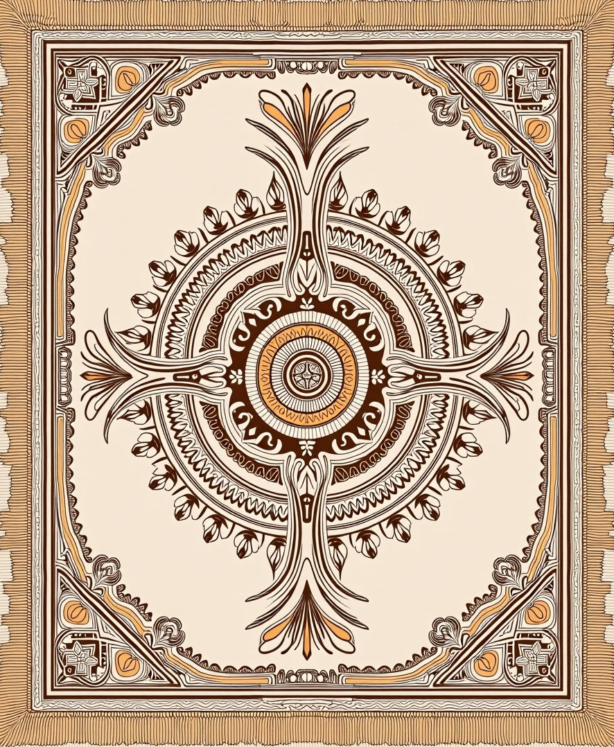 Rich Earthy Tones Intricate Floral Medallion Rug