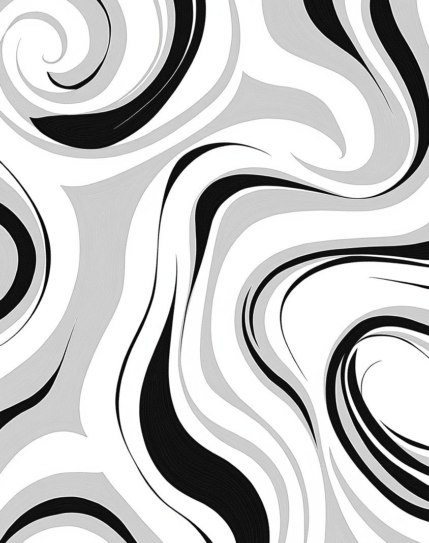 Fluid Swirl Mono Pattern Rug
