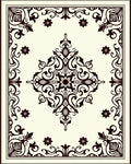 Ivory Black Abstract Intricate Floral Design Rug